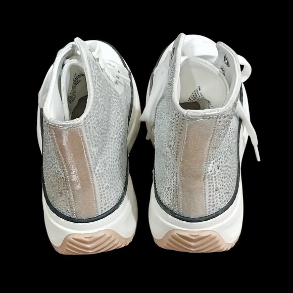 Wild Pair Rhinestone Platform Hi-top Lace -up Sneakers White Size 6M - Picture 2 of 6